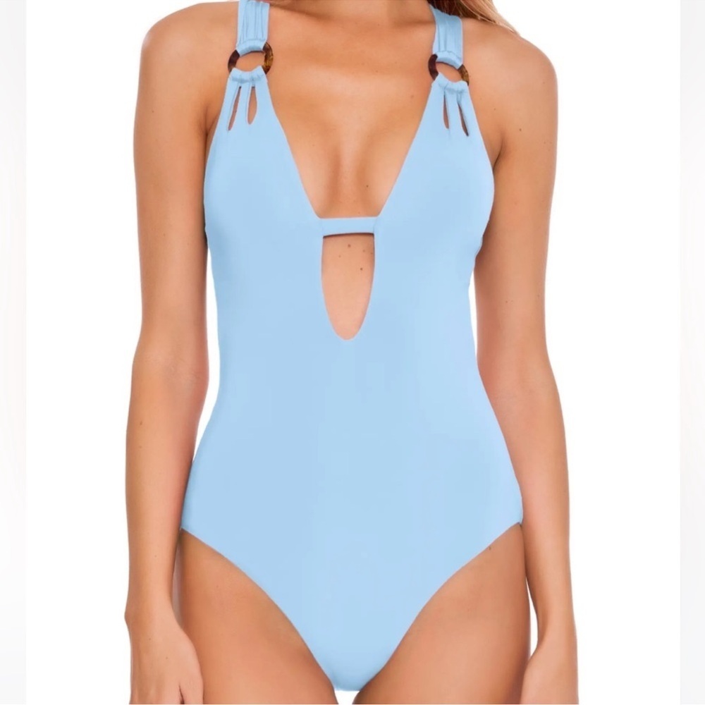 NWOT Becca Skylar Plunge Ring Cutout One Piece Swimsuit Size Small